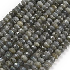 天然石ラブラドライトビーズ連売り  ロンデル  多面カット  9.5~10x6.5~7.5mm  穴：1mm  約54~57個/連  15.24~15.43''（38.7~39.2センチメートル）&nbsp;G-C280-A08-02