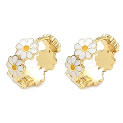 Brass Enamel Hoop Earrings for Women&nbsp;EJEW-A167-27A-01
