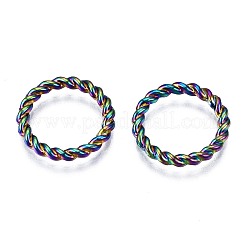 合金リンキングリング  カドミウムフリー＆ニッケルフリー＆鉛フリー  ツイストリング  虹色  15.5x2mm  11.5mm内径&nbsp;PALLOY-N163-027-NR