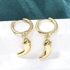 チリ真鍮フープピアス  ラックめっき  長持ちメッキ  鉛フリー＆カドミウムフリー  18KGP本金メッキ  28x10mm&nbsp;EJEW-Q015-17G