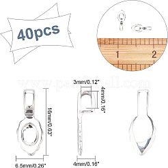 真鍮製ピンチベイル40個  ペンダント作り用の接着剤付きフラットパッドベイル  銀  16x6.5x1.5mm  穴：3x2mm&nbsp;KK-FH0003-67