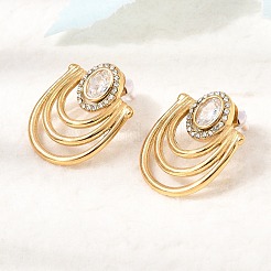 304 Stainless Steel Pave Cubic Zirconia Stud Earrings for Women&nbsp;SA-CBAD22F-04G