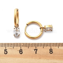 Ion Plating(IP) 304 Stainless Steel Micro Pave Cubic Zirconia Hoop Earrings&nbsp;STAS-R004-07G-02