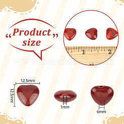 天然レッドジャスパービーズ1本  ハート  12x12x6mm  穴：1mm  約33個/連  15.55''（39.5センチメートル）&nbsp;G-OC0005-81