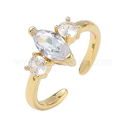 Brass Micro Pave Cubic Zirconia Cuff Open Rings for Women&nbsp;RJEW-L343-14G-04