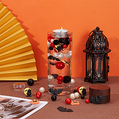 ハロウィーンの花瓶詰めキット  プラスチックパールビーズ、コウモリ、カボチャ、城の樹脂カボションを含む  ミックスカラー  プラスチック模造パールビーズ: 150 個/箱&nbsp;DIY-BC0009-94