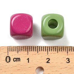 ベーキングペイント不透明アクリルビーズ  キューブ  ミックスカラー  11.5x11.5x11.5mm  穴：5mm&nbsp;OACR-B035-03
