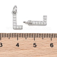 シェグレース 真鍮 マイクロパヴェ クリアキュービックジルコニア ペンダント  ニッケルフリー  925銀メッキ  文字 L のチャーム  12x6x2.5mm  丸カン：5x1ミリ  内径：3mm&nbsp;XGRQ29646-394P-L