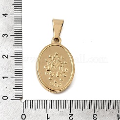 304ステンレスペンダント  聖母マリアとオーバル  ゴールドカラー  26x16.5x4.5mm  穴：8.5mm&nbsp;STAS-L222-11G