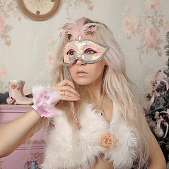 羽根のブレスレットのリストバンド  ハロウィーンクリスマスパーティーのステージパフォーマンス  面ファスナー付き  ピンク  255x140x2mm&nbsp;AJEW-WH0591-443D