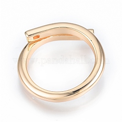 女性のための真鍮ワイヤー ラップ オープン カフ リング  ニッケルフリー  18KGP本金メッキ  usサイズ5 3/4(16.3mm)&nbsp;RJEW-T001-95G