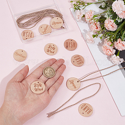 4Sets 2 Styles Flat Round Wooden Hanging Label for Body Wash&nbsp;DIY-GF0013-28