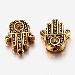 Tibetan Style Alloy Hamsa Hand/Hand of Fatima/Hand of Miriam Beads&nbsp;TIBEB-7722-AG-RS