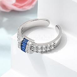 Brass Micro Pave Cubic Zirconia Cuff Open Rings for Women&nbsp;RJEW-L343-04P