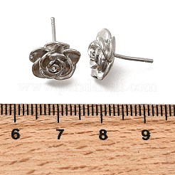 Brass Flower Stud Earrings&nbsp;EJEW-P322-06A-P