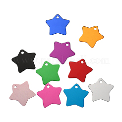 アルミペンダント  ペットタグ  空白タグのスタンプ  スター  ミックスカラー  35x36x1mm  穴：4mm  10色  1pc /カラー  10個/箱&nbsp;ALUM-CJ0001-13