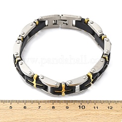 304ステンレススチールパンサーチェーンブレスレット女性用男性用  クロス  イオンプレーティング（ip）  ゴールデン·ステンレス鋼色  8-3/8インチ（21.4cm）&nbsp;BJEW-R018-02GP