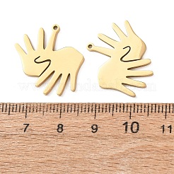 304ステンレスペンダント  手をつないでチャーム  ゴールドカラー  21x22x1mm  穴：1.2mm&nbsp;STAS-C176-06G