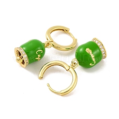 Bell Brass & Enamel Hoop Earrings for Women&nbsp;EJEW-U015-25G-C