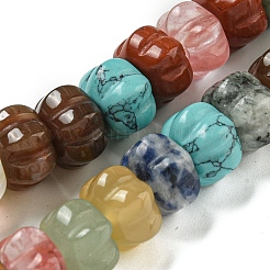 Natural & Synthetic Mixed Gemstone Pumpkin Beads Strands&nbsp;G-G142-A06-01