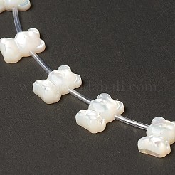 パールシェルビーズの天然な白いシェルマザーオブパール  クマ  乳白色  12x9x4mm  穴：0.8mm  約20個/連  14.76''（37.5センチメートル）&nbsp;BSHE-B005-06