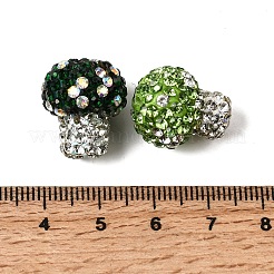 手作り樹脂粘土ラインストーンビーズ  キノコのディスコボールビーズ  ミックスカラー  18~19x15~16mm  穴：1.8mm&nbsp;CLAY-Z005-01A