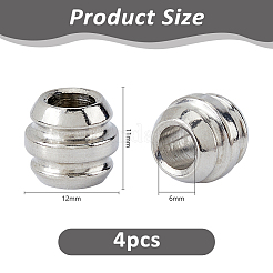 4Pcs Drum 304 Stainless Steel European Beads&nbsp;STAS-DC0017-29