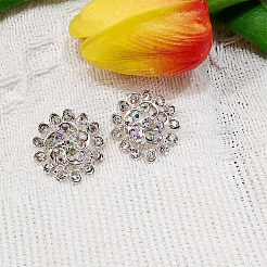 6Pcs 1-Hole Alloy Rhinestone Shank Buttons&nbsp;BUTT-AR0001-12
