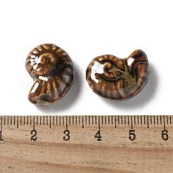 手作りの陶器ビーズ  カタツムリ  サドルブラウン  20~21x16~17x9~10.5mm  穴：2~3mm&nbsp;LS-PORC-L080-F08