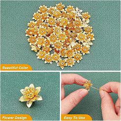 3D真鍮ビーズキャップ  花  マルチ花弁  ゴールドカラー  16x6.5mm  穴：0.8mm&nbsp;KK-FH0002-69B