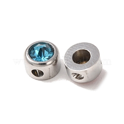 304ステンレススチールラインストーンビーズ  フラットラウンド  ステンレス鋼色  6x4mm  穴：2mm  約12個/セット&nbsp;SA-CBAAA8B-03P
