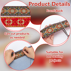 Ethnic Style Embroidery Polyester Ribbons&nbsp;OCOR-WH0070-04D