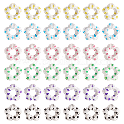 48色の透明プラスチックビーズフレーム6個  水玉模様の花  ミックスカラー  19x20x4mm  穴：1.6mm  8個/カラー&nbsp;KY-TA0001-26