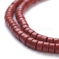 天然石レッドジャスパービーズ連売り  ヒシビーズ  フラットラウンド/ディスク  4~4.5x2.5mm  穴：0.7mm  約152個/連  14.96''（38センチメートル）&nbsp;G-H230-18