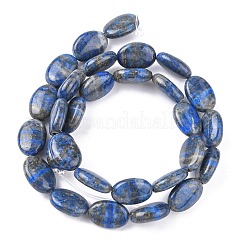 天然石ラピスラズリビーズ連売り  フラットオーバル  14x10x4~5mm  穴：0.7mm  約28~29個/連  15.35''~15.55'（39~39.5センチメートル）&nbsp;G-K311-01A-01