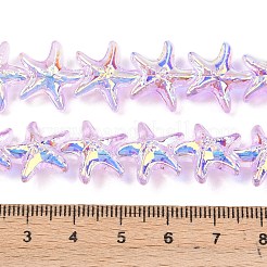 電気メッキガラスビーズセット  ヒトデ  ABカラーメッキ  半分メッキ  パールピンク  14.5~15x15.5~16x7~7.5mm  穴：0.8~1mm  約60個/連  28.74''（73センチメートル）&nbsp;EGLA-P069-01A-AB06