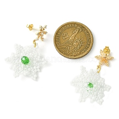 Christmas Snowflake Glass Seed Braided Dangle Earrings&nbsp;EJEW-MZ00233