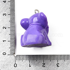 樹脂チャーム  象のチャーム  プラチナアイアンループ付き  ミディアムスレートブルー  28x24x25mm  穴：2mm&nbsp;FIND-U031-15A-P