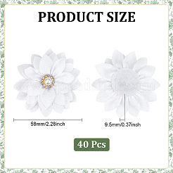 綿の花飾りアクセサリー  ラインストーンや模造パールと  ホワイト  58x9.5mm&nbsp;DIY-WH0816-194B