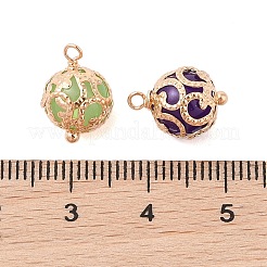 ガラス付き真鍮丸型チャーム  ゴールドカラー  ミックスカラー  13.5x10mm  穴：1.4mm&nbsp;KK-B100-033G