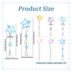 6Pcs 6 Styles Star Iron & Plastic Snap Hair Clips&nbsp;PHAR-CP0001-28