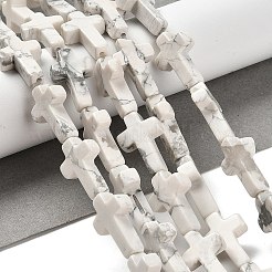 天然石ハウライトビーズ連売り  クロス  14.5x11x4.5mm  穴：0.8mm  約27個/連  15.35''（39センチメートル）&nbsp;G-I337-A07-02