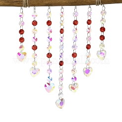 Quartz Crystal & Wood Pendant Decorations&nbsp;HJEW-M007-04P