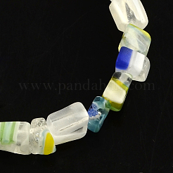 手作りミッレフィオーリガラスビーズ連売り  チップ  ミックスカラー  4~6x2~4x2~3mm  穴：0.5mm  約92個/連  32.2&nbsp;LK-R006-17