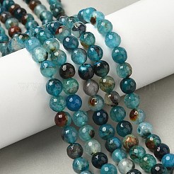 染め加工天然石瑪瑙カット加工ラウンドビーズ連売り  シアン  8mm  穴：1mm  約43~45個/連  14~14.5インチ&nbsp;G-E320E-8mm-15