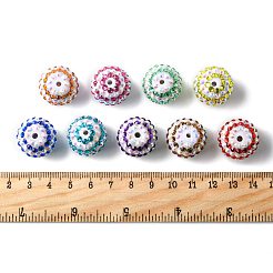 20色のストライプの樹脂ラインストーンビーズ9個  フーセンガム風ラウンドビーズ  アクリルと  ミックスカラー  20mm  穴：2mm&nbsp;OACR-FS0002-35