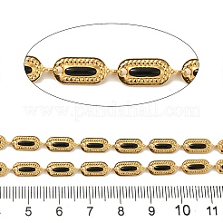 304ステンレススチールリンクチェーン  エナメルと紙カード付き  イオンプレーティング（ip）  ブラック  12x4.5x1.5mm&nbsp;STAS-C094-03G-02