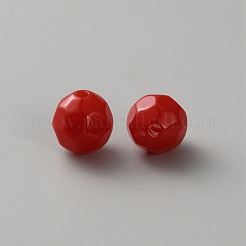 アクリルビーズ  多面カット  ファイヤーブリック  9.5x10mm  穴：1.8mm  約1041個/500g&nbsp;OACR-WH0045-06C