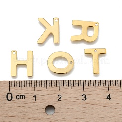 304ステンレススチールの文字チャーム  イニシャルチャーム  アルファベットチャーム  a～zの文字  11x6~12x0.8mm  穴：1mm&nbsp;STAS-P141