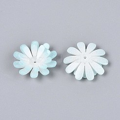 花のアクリルビーズキャップ  DIYのジュエリーには  ライトシアン  23x23x6mm  穴：1.2mm&nbsp;SACR-T017-50B